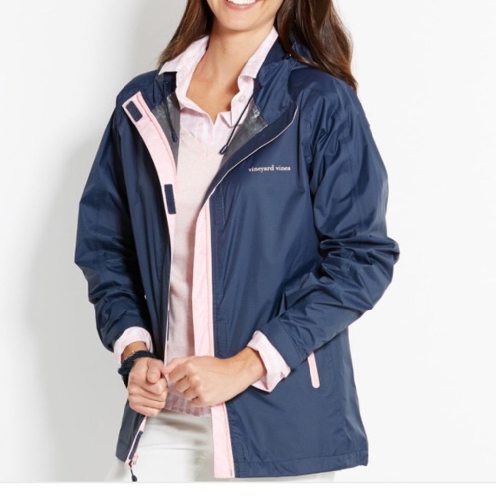 Vineyard Vines Navy Blue/Pink Rain Coat